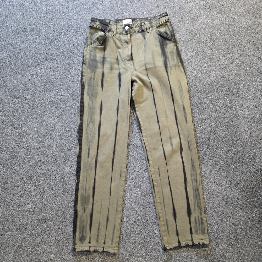 Wilfred Free Jeans Womens 8 Green Tie Dye Straight Leg Denim Casual Boho Aritzia